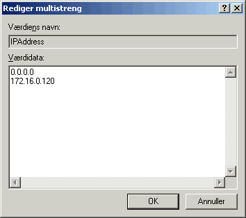 Redigerings-boksen, hvor ekstra IP-adresser kan indtastes.