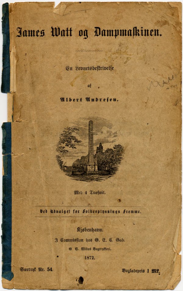 Albert Andresen: James Watt og Dampmaskinen, Forside